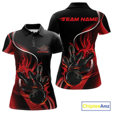 Load image into Gallery viewer, Custom Red Flame Bowling Women Jerseys, Bowling Team League Shirt Bowlers Jerseys IPHW11295