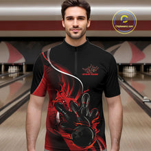 Load image into Gallery viewer, Custom Red Flame Bowling Men Jerseys, Bowling Team League Shirt Bowlers Jerseys IPHW11295