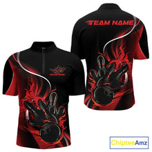 Load image into Gallery viewer, Custom Red Flame Bowling Men Jerseys, Bowling Team League Shirt Bowlers Jerseys IPHW11295
