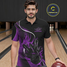 Load image into Gallery viewer, Custom Purple Flame Bowling Men Jerseys, Bowling Team League Shirt Bowlers Jerseys IPHW11297