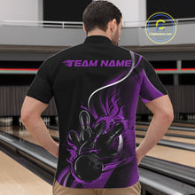 Load image into Gallery viewer, Custom Purple Flame Bowling Men Jerseys, Bowling Team League Shirt Bowlers Jerseys IPHW11297