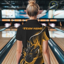 Load image into Gallery viewer, Custom Yellow Flame Bowling Women Jerseys, Bowling Team League Shirt Bowlers Jerseys IPHW11299