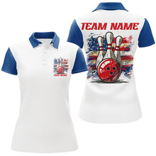 Load image into Gallery viewer, Vintage American Flag Custom Bowling Shirts For Bowler, Patriotic Bowling Shirt For Women IPHW6612