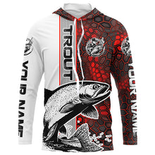 Load image into Gallery viewer, Trout Fishing Red Camo Long Sleeve Fishing Shirts With Custom Name, Trout 3D Fishing Shirts Jerseys IPHW6618