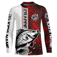 Load image into Gallery viewer, Crappie Fishing Red Camo Long Sleeve Fishing Shirts With Custom Name, Crappie 3D Fishing Jerseys IPHW6619