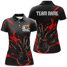 Load image into Gallery viewer, Black And Red Custom Name Bowling Tournament Jerseys For Women, Bowling Team Shirts IPHW7176