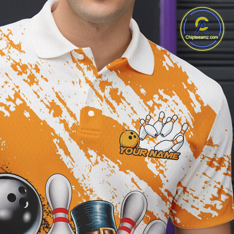 Custom Yellow Turkey Bowling Men Polo Shirts, Funny Thanksgiving Bowling Team Shirts IPHW9717