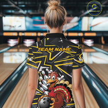 Load image into Gallery viewer, Custom Funny Turkey Bowling Jerseys, Yellow Thanksgiving Bowling Women Quarter-Zip Shirt IPHW9722