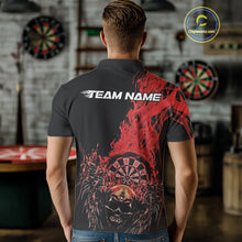 Load image into Gallery viewer, Custom Red Fire Flame Skull With Wings Dart Team Men Polo Shirt, Halloween Outfit IPHW10046