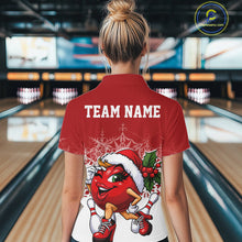 Load image into Gallery viewer, Custom Cute Funny Ladies Christmas Bowling Quarter-Zip Shirts, Women Team Xmas Outfit IPHW10135