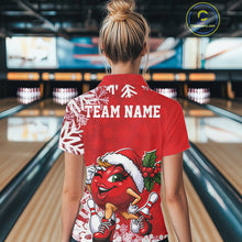 Load image into Gallery viewer, Custom Cute Funny Ladies Christmas Bowling Polo Shirts, Women Team Xmas Bowling Outfit IPHW10138