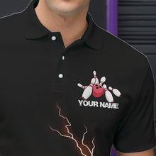 Load image into Gallery viewer, Red Thunder Lightning Bowling Wings Custom Bowling Team Polo Shirts For Men IPHW8394