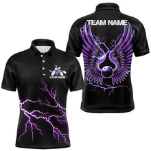 Load image into Gallery viewer, Purple Thunder Lightning Bowling Wings Custom Bowling Team Polo Shirts For Men IPHW8395