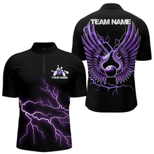 Load image into Gallery viewer, Purple Thunder Lightning Bowling Wings Custom Bowling Team Quarter-Zip Shirts For Men IPHW8395