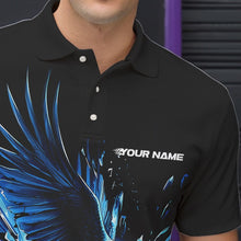 Load image into Gallery viewer, Black And Blue Eagle Break Glass Custom Bowling Polo Shirts For Men, Bowling Team Shirt IPHW8398