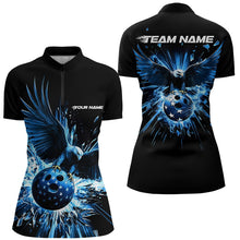 Load image into Gallery viewer, Black And Blue Eagle Break Glass Custom Bowling Quarter-Zip Shirts For Women Team Shirt IPHW8398