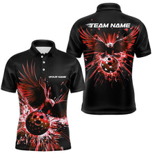 Load image into Gallery viewer, Black And Red Eagle Break Glass Custom Bowling Polo Shirts For Men, Bowling Team Shirt IPHW8399