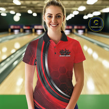 Load image into Gallery viewer, Custom Red Flame Bowling Jerseys, Bowling Team Women Polo Shirt Bowlers Outfit IPHW11314