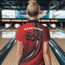 Load image into Gallery viewer, Custom Red Flame Bowling Jerseys, Bowling Team Women Polo Shirt Bowlers Outfit IPHW11314