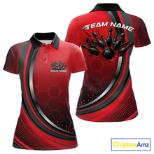 Load image into Gallery viewer, Custom Red Flame Bowling Jerseys, Bowling Team Women Polo Shirt Bowlers Outfit IPHW11314
