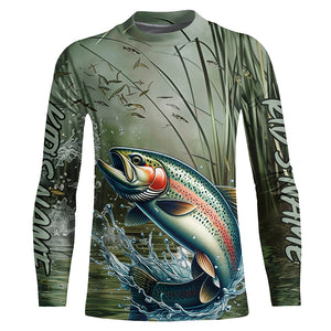 Rainbow Trout Fishing Custom 3D All Over Printed Long Sleeve Shirts, Trout Fisherman Jerseys IPHW6635