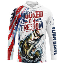 Load image into Gallery viewer, American Flag Bass Fishing Custom Long Sleeve Fishing Shirts, Patriotic Bass Fishing Jerseys IPHW6806