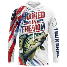 Load image into Gallery viewer, American Flag Crappie Fishing Custom Long Sleeve Fishing Shirts, Patriotic Crappie Fishing Jerseys IPHW6808