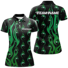 Load image into Gallery viewer, Custom Green Flame Bowling Shirts For Women, Bowling League Shirts With Team Name IPHW6971