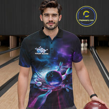 Load image into Gallery viewer, Custom Galaxy Bowling Polo Shirts For Men, Holographic Bowling Team Shirt IPHW9502