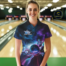 Load image into Gallery viewer, Custom Galaxy Bowling Polo Shirts For Women, Holographic Bowling Team Shirt IPHW9502