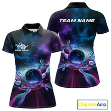 Load image into Gallery viewer, Custom Galaxy Bowling Polo Shirts For Women, Holographic Bowling Team Shirt IPHW9502