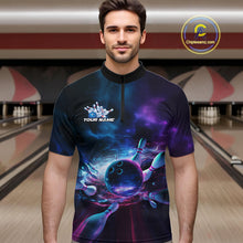 Load image into Gallery viewer, Custom Galaxy Bowling Quarter-Zip Shirts For Men, Holographic Bowling Team Shirt IPHW9502
