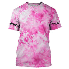 Load image into Gallery viewer, Pink Shibori Tie Dye Camo Long Sleeve Uv Protection Fishing Shirts, Personalized Fishing Jersey IPHW7188