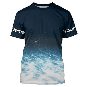 Underwater Background Long Sleeve Uv Protection Fishing Shirts, Personalized Fishing Jersey IPHW7189