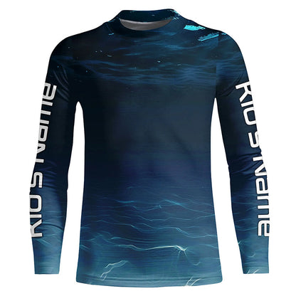 Underwater Background Long Sleeve Uv Protection Fishing Shirts, Personalized Fishing Jersey IPHW7190