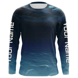 Underwater Background Long Sleeve Uv Protection Fishing Shirts, Personalized Fishing Jersey IPHW7190