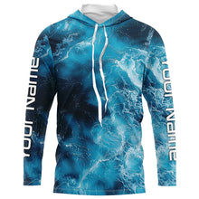 Load image into Gallery viewer, Blue Sea Waves Ocean Camo Long Sleeve Uv Protection Fishing Shirts, Personalized Fishing Jersey IPHW7192