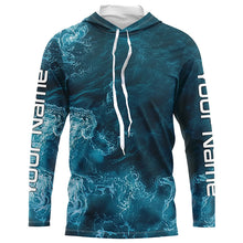 Load image into Gallery viewer, Blue Sea Waves Ocean Camo Long Sleeve Uv Protection Fishing Shirts, Personalized Fishing Jersey IPHW7193