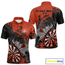 Load image into Gallery viewer, Custom Black And Orange Splatter Dart Men Polo Shirt, Grunge Style Dart Team Jerseys IPHW10057