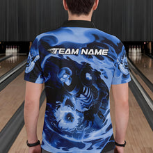 Load image into Gallery viewer, Custom Blue Flame Skull Bowling Polo Shirts For Men, Skeleton Bowling Tournament Shirts IPHW8405