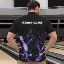 Load image into Gallery viewer, Custom Black And Purple Flame Dragon Bowling Quarter-Zip Shirts For Men, Bowling Team Shirt IPHW8416