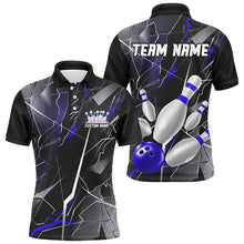 Load image into Gallery viewer, Blue Thunder Lightning Custom Bowling Team Shirts For Men And Women, Strike Bowling Jerseys IPHW6467