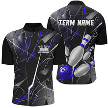 Load image into Gallery viewer, Blue Thunder Lightning Custom Bowling Team Shirts For Men And Women, Strike Bowling Jerseys IPHW6467