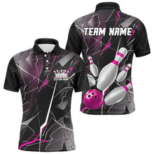 Load image into Gallery viewer, Pink Thunder Lightning Custom Bowling Team Shirts For Men And Women, Strike Bowling Jerseys IPHW6468