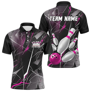 Pink Thunder Lightning Custom Bowling Team Shirts For Men And Women, Strike Bowling Jerseys IPHW6468