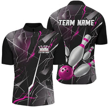 Load image into Gallery viewer, Pink Thunder Lightning Custom Bowling Team Shirts For Men And Women, Strike Bowling Jerseys IPHW6468