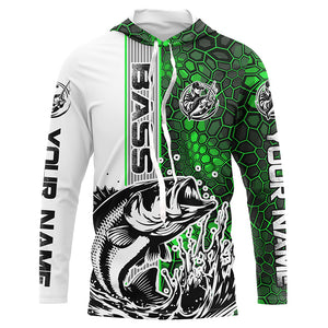 Largemouth Bass Fishing Custom Long Sleeve Tournament Shirts, Bass Fishing Jerseys | Green Camo IPHW6640