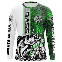 Load image into Gallery viewer, Largemouth Bass Fishing Custom Long Sleeve Tournament Shirts, Bass Fishing Jerseys | Green Camo IPHW6640