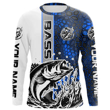 Load image into Gallery viewer, Largemouth Bass Fishing Custom Long Sleeve Tournament Shirts, Bass Fishing Jerseys | Water Blue Camo IPHW6642