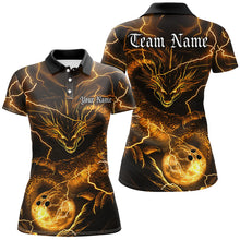 Load image into Gallery viewer, Custom Black And Golden Dragon Bowling Shirts For Women, Bowling Team Uniform Bowler Outfit IPHW7526